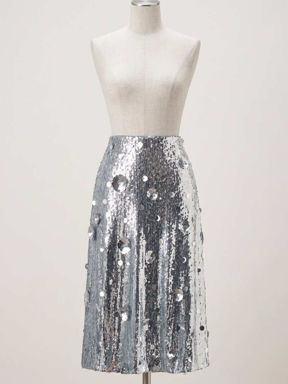 M&S Silver Sequin Midi Skirt NWT - Floral Embellished – UK 14 / US 10